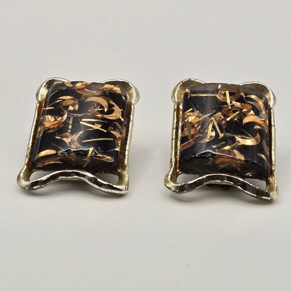 Vtg Pam Signed Quarter Moon Clip on Earrings 50s Mid-Century Celestial Whmsigoth - Picture 4 of 12